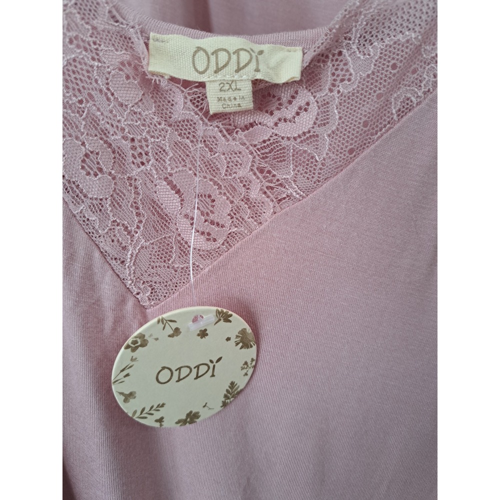 ODDI Mauve Pink Lace Trim V-Neck Cami Tank Top 2XL NWT